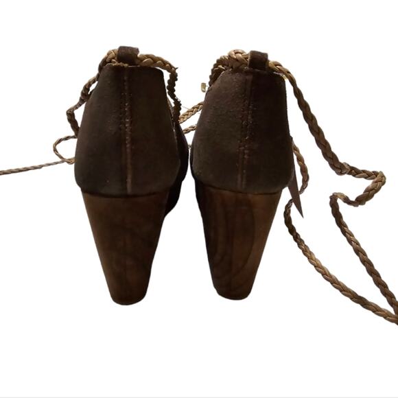 Very Volatile Platform Wooden Wedge Bronze Leather Gladiator Sandals Size 8 New! - Picture 8 of 13